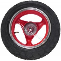 Rad hinten komplett fr chinesischen Skooter (rot - typ 1) Bilder 1