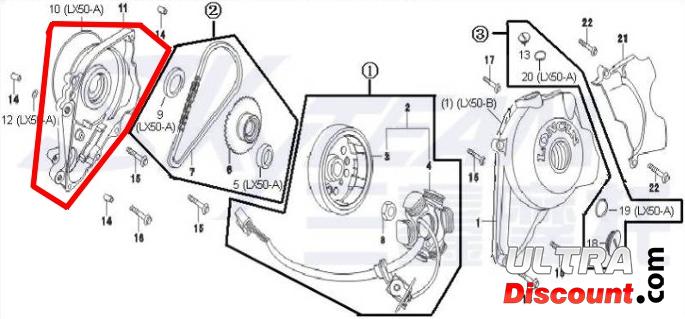 Anlasserritzelschutz Kette fr Motoren 50-125ccm fr Bubbly Skyteam Bilder 1