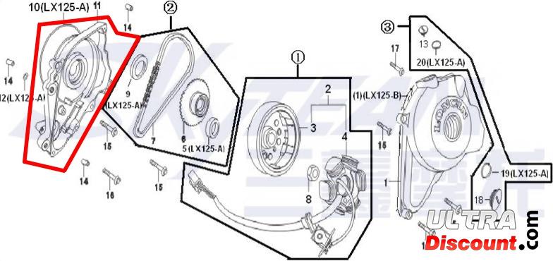 Anlasserritzelschutz Kette fr Motoren 50-125ccm fr Bubbly Skyteam Bilder 2