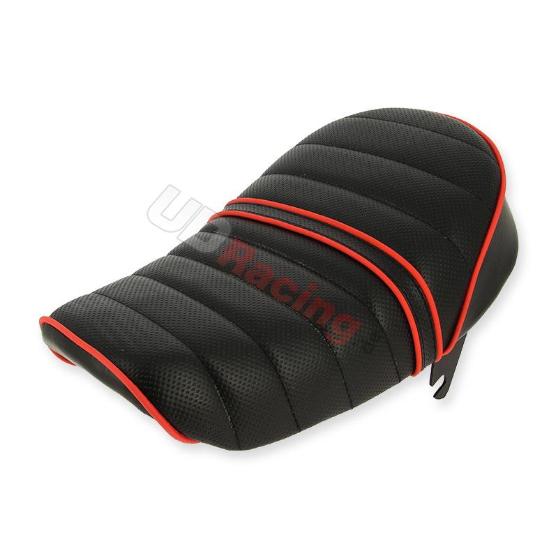 Sitzbank aus Leder Schwarz Rot für Monkey 50 ccm bis 125 ccm (Typ 3), Teile Monkey - Gorilla Sitzbank aus Leder Schwarz Rot für Monkey 50 ccm bis 125 ccm (Typ 3), Teile Monkey - Gorilla