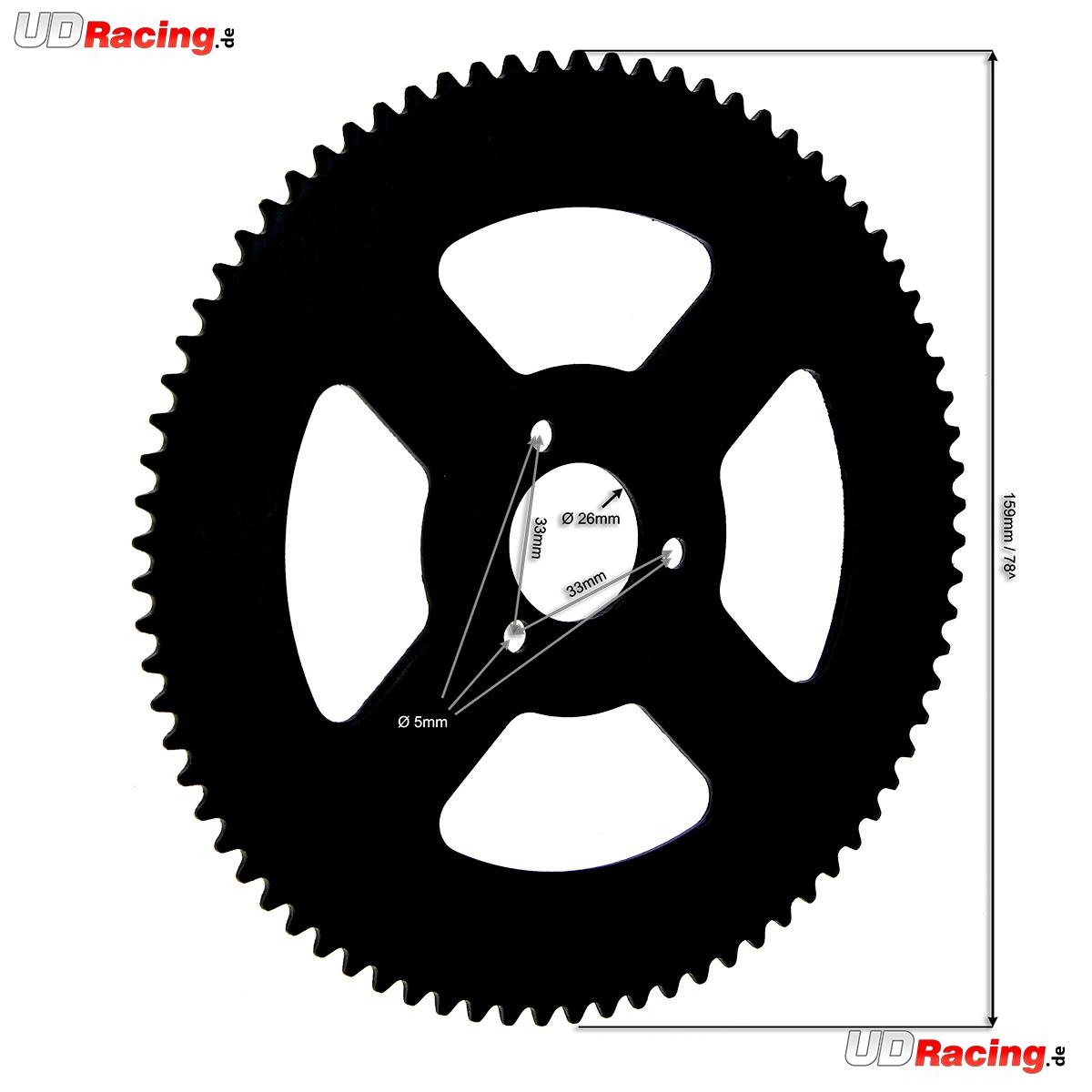 Kranz verstärkt 78 Zähne kleine Teilung, Ersatzteile Pocket bike Kranz verstärkt 78 Zähne kleine Teilung, Ersatzteile Pocket bike