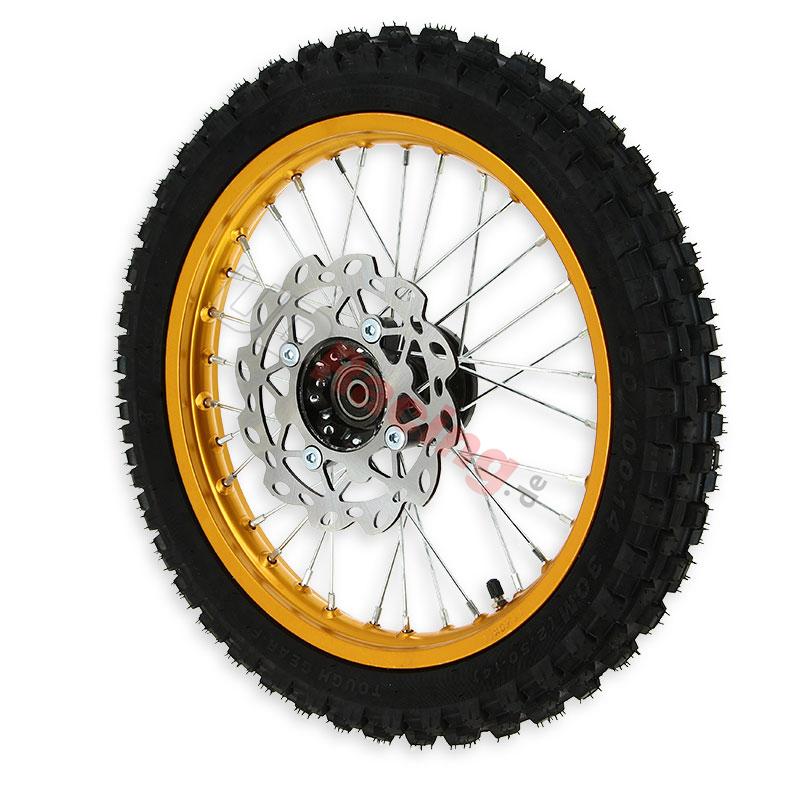 Rad vorn komplett 14'', gold, für dirt bike AGB29, Ersatzteile Dirt bike Rad vorn komplett 14'', gold, für dirt bike AGB29, Ersatzteile Dirt bike