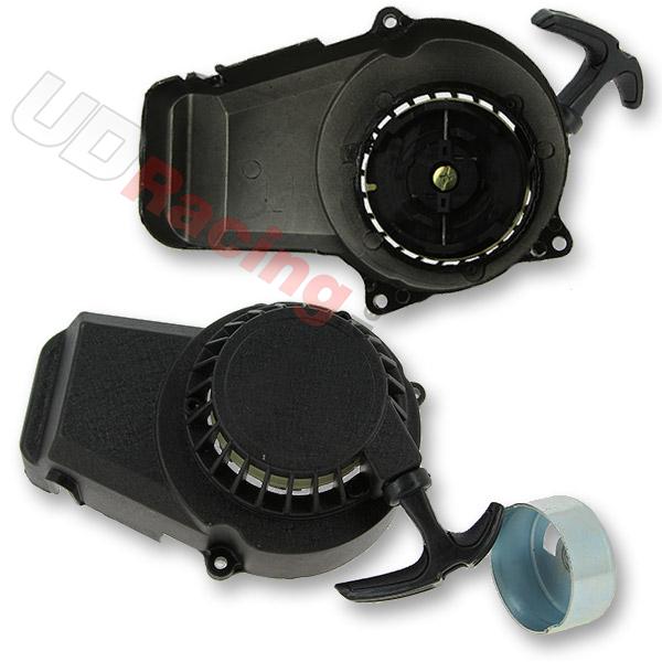 Original Seilzugstarter aus Aluminium für Pocket Quad mit Anlasserritzel - Graphit schwarz, Pocket quad Teile Original Seilzugstarter aus Aluminium für Pocket Quad mit Anlasserritzel - Graphit schwarz, Pocket quad Teile