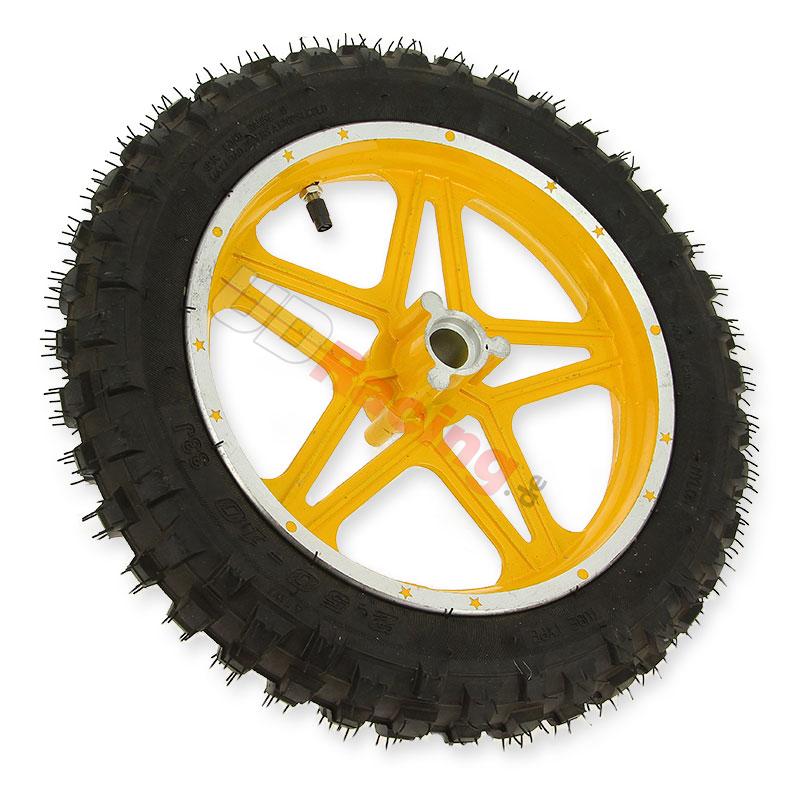 Vorderrad komplett Gelb für Pocket bike cross (10'', Typ 1), Pocket Cross Teile Vorderrad komplett Gelb für Pocket bike cross (10'', Typ 1), Pocket Cross Teile