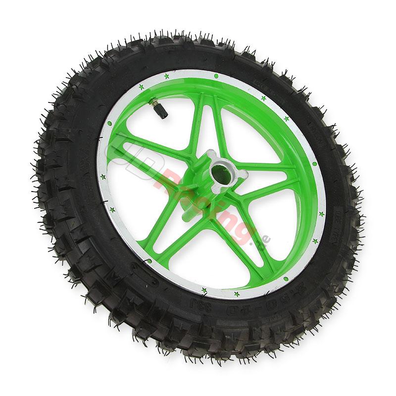 Vorderrad komplett Grün für Pocket bike cross (10'', Typ 1), Pocket Cross Teile Vorderrad komplett Grün für Pocket bike cross (10'', Typ 1), Pocket Cross Teile