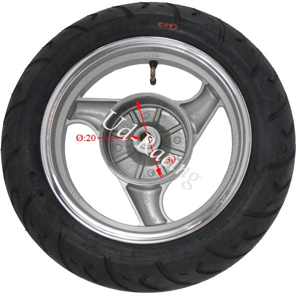Rad hinten komplett f�r chinesischen Skooter (Silber  - typ 2), Chinesische Motorroller Teile