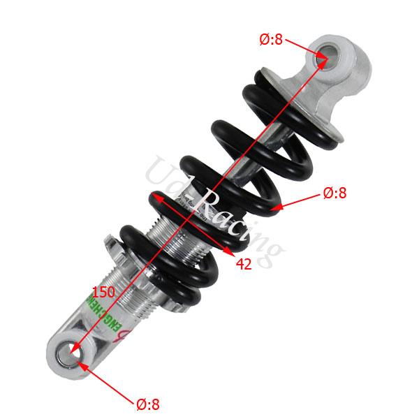 Dämpfer hinten für pocket bike supermotard (750lbs, 150mm), Teile Pockets Supermoto Dämpfer hinten für pocket bike supermotard (750lbs, 150mm), Teile Pockets Supermoto