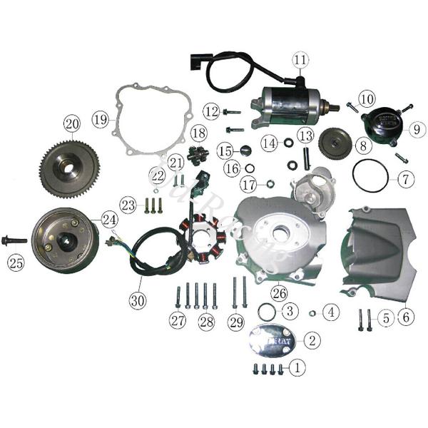 Anlassergetriebe Achse f�r Quads SPY250F1, Teile ATV SPY250F1