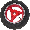 Rad hinten komplett f�r chinesischen Skooter (rot - typ 1), Chinesische Motorroller Teile