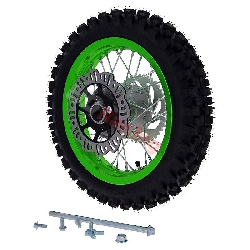 Rad hinten 12'', grün, (Spikes 12 mm) für dirt bike AGB27