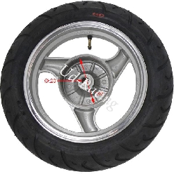Rad hinten komplett f�r chinesischen Skooter (Silber  - typ 2), Chinesische Motorroller Teile